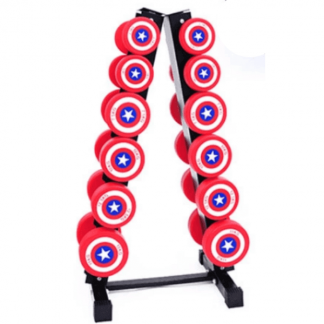 Captain America Urethane Dumbbell Set with A Frame – 2.5 to 15kg (6 sets)