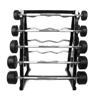 Straight Barbells & EZ Barbells Set + Rack