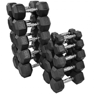 Rubber Hex Dumbbell Set 5kg - 25kg Set (9 Sets)